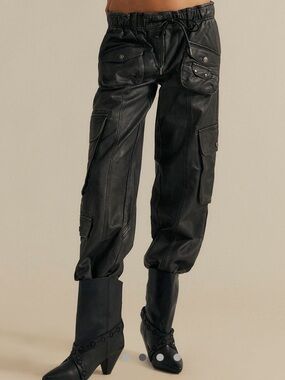 We The Free Black Pull-On Pants Tahiti Leather